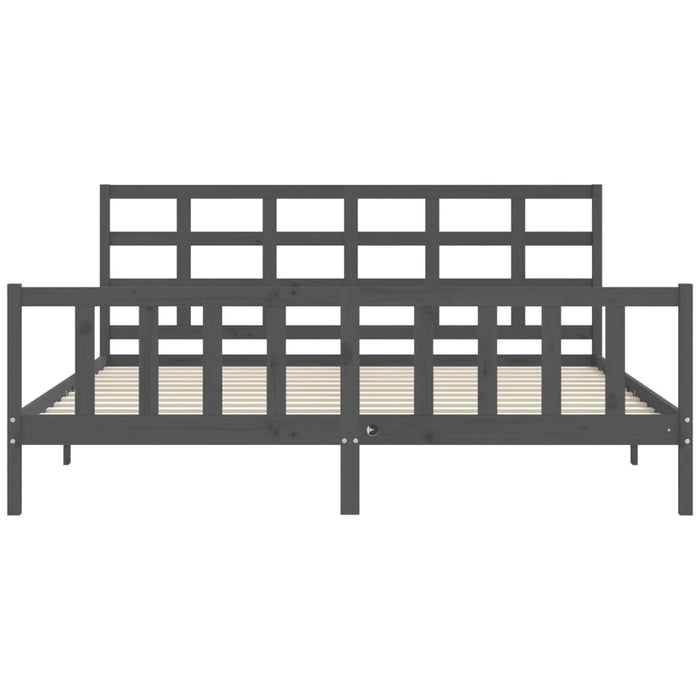 Massivholzbett mit Kopfteil Grau 180x200 cm