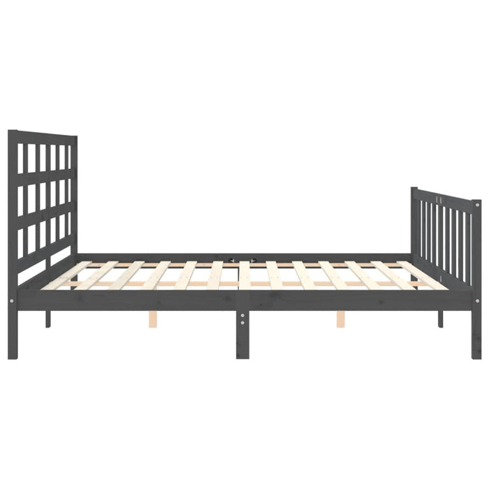 Massivholzbett mit Kopfteil Grau 180x200 cm