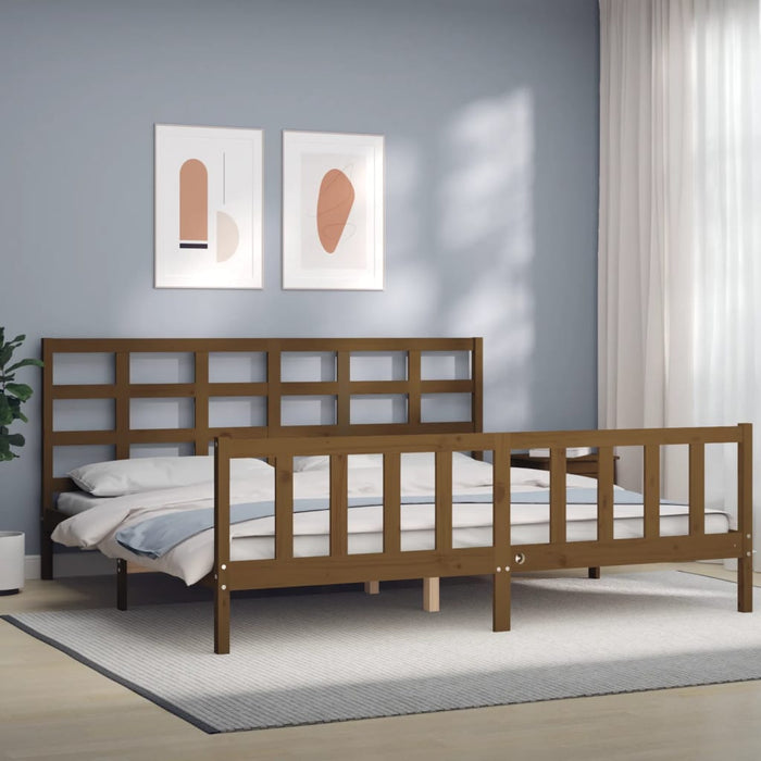 Massivholzbett mit Kopfteil Honigbraun 180x200 cm