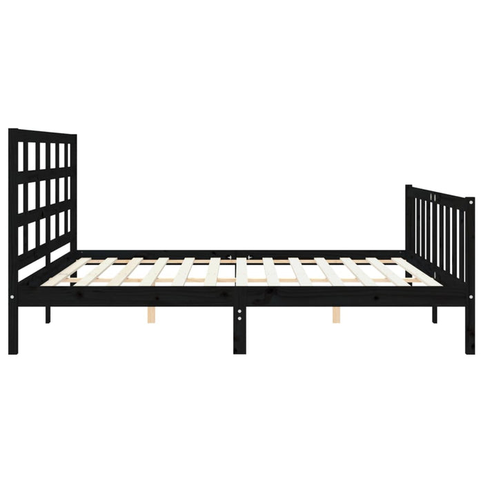 Massivholzbett mit Kopfteil Schwarz 180x200 cm