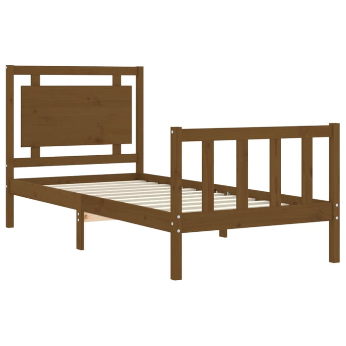 Massivholzbett mit Kopfteil Honigbraun 90x190 cm