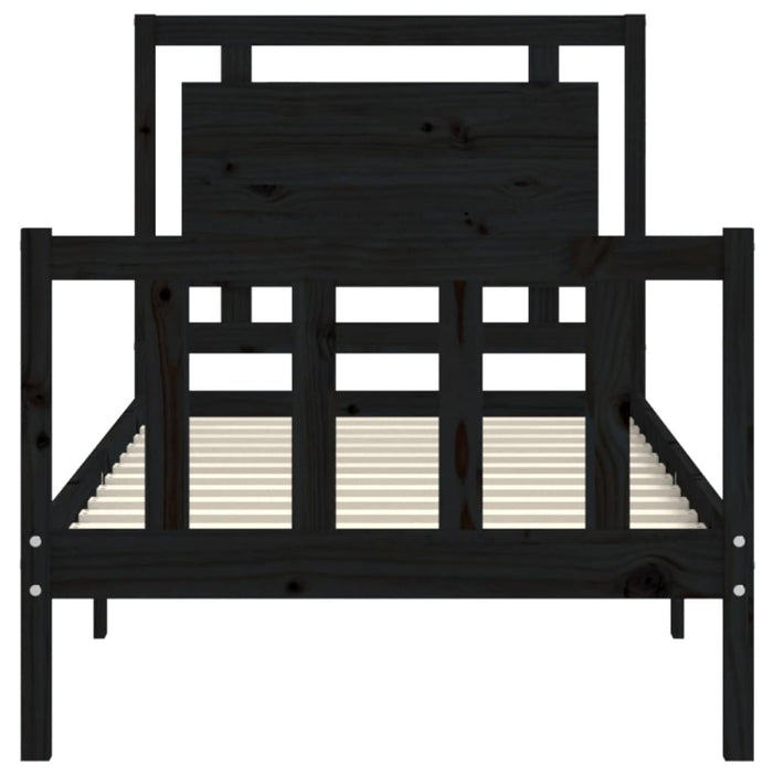Massivholzbett mit Kopfteil Schwarz 90x190 cm