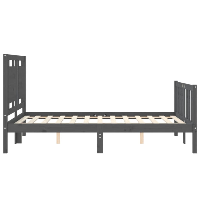 Massivholzbett mit Kopfteil Grau 140x190 cm