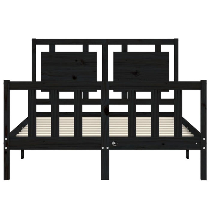 Massivholzbett mit Kopfteil Schwarz 140x190 cm