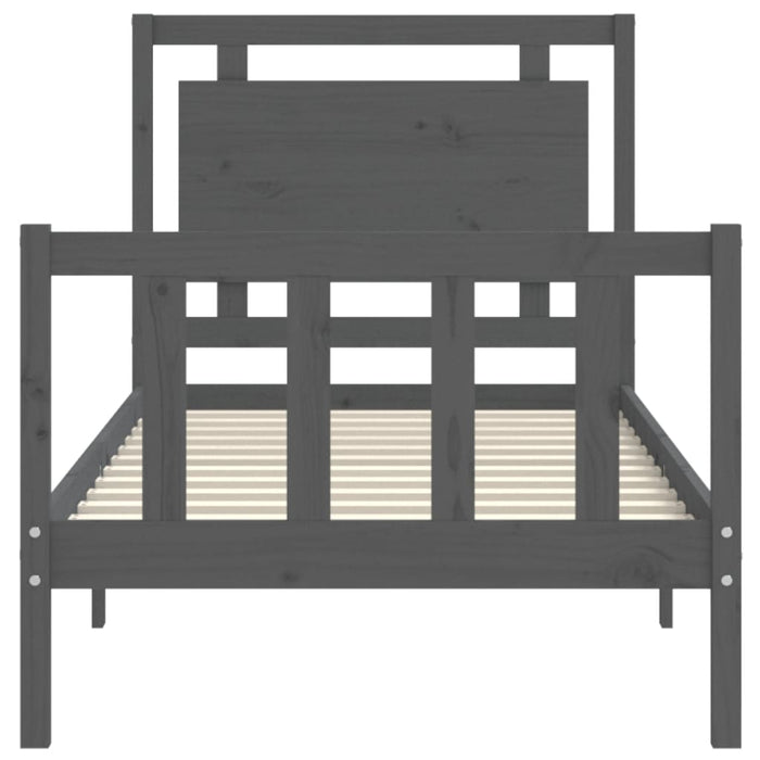 Massivholzbett mit Kopfteil Grau 90x200 cm