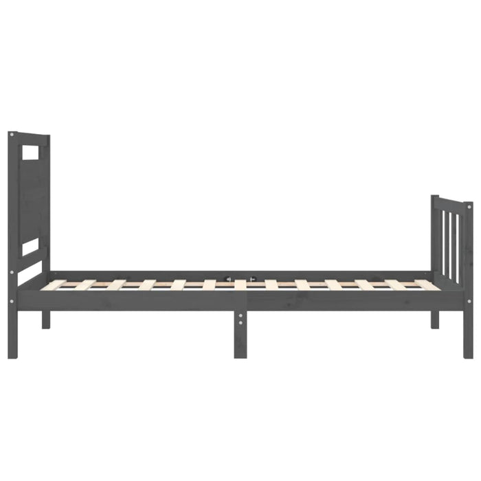 Massivholzbett mit Kopfteil Grau 90x200 cm