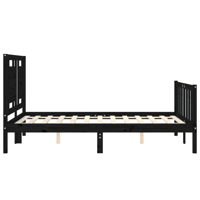Massivholzbett mit Kopfteil Schwarz 140x200 cm