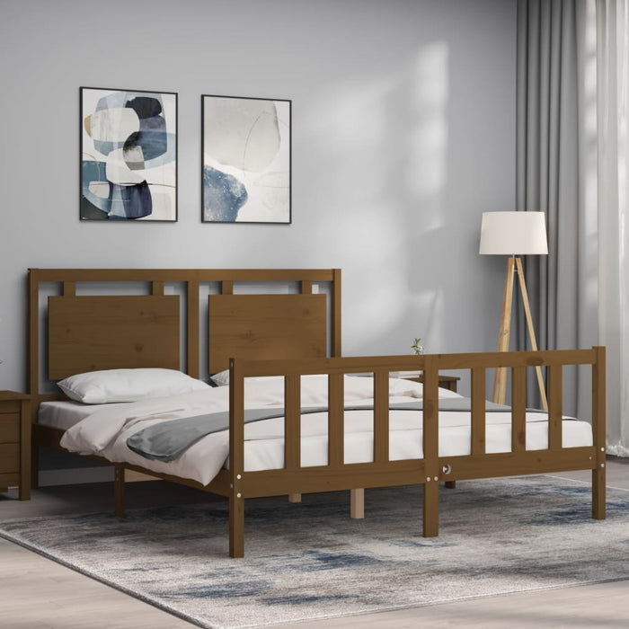 Massivholzbett mit Kopfteil Honigbraun 160x200 cm