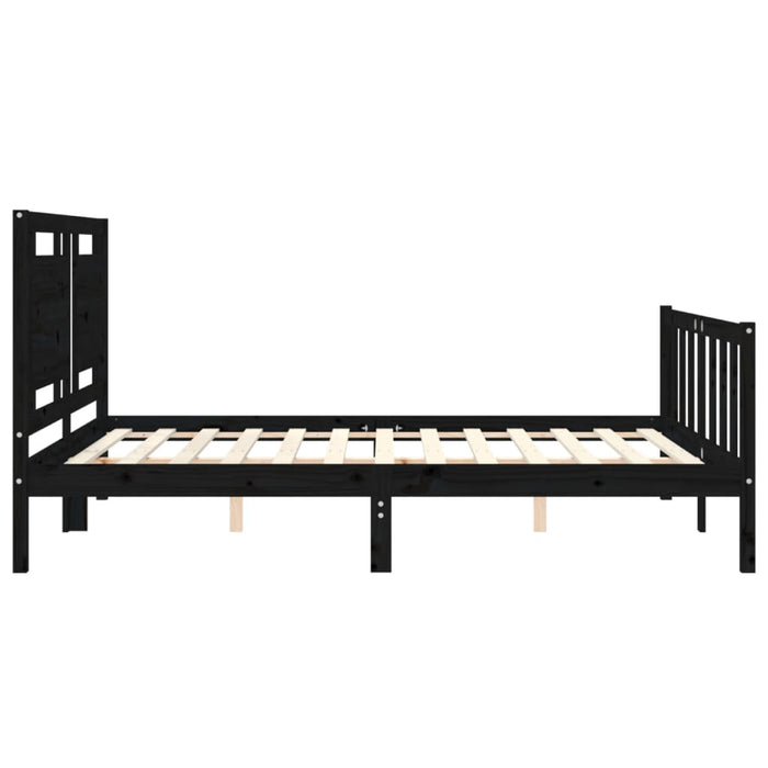 Massivholzbett mit Kopfteil Schwarz 160x200 cm