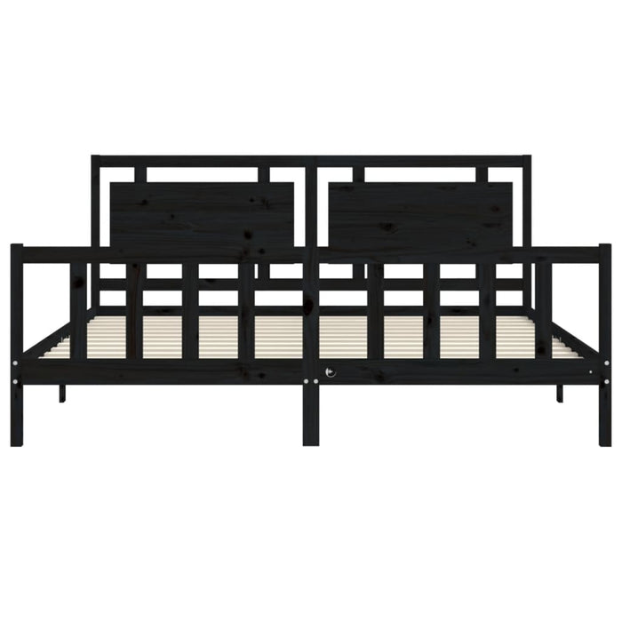Massivholzbett mit Kopfteil Schwarz 200x200 cm