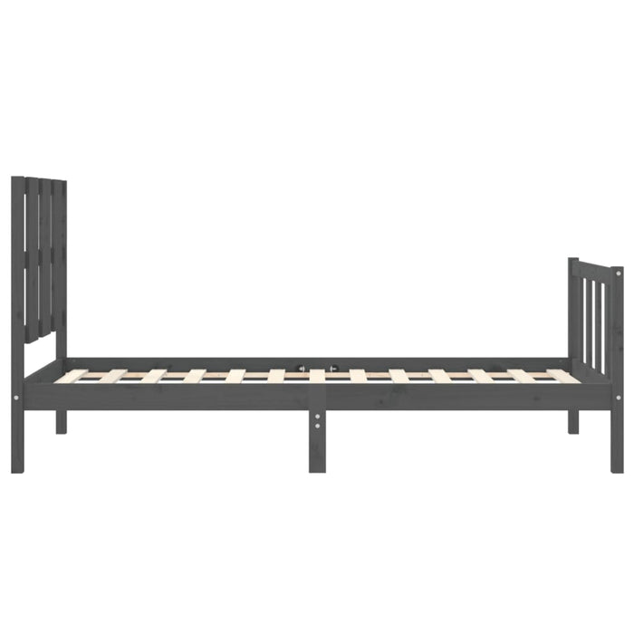 Massivholzbett mit Kopfteil Grau 90x190 cm