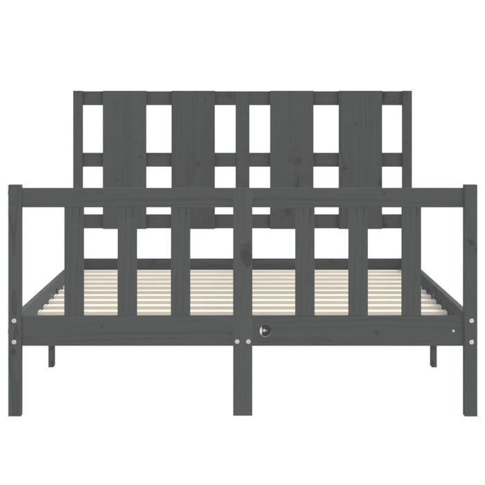 Massivholzbett mit Kopfteil Grau 140x190 cm