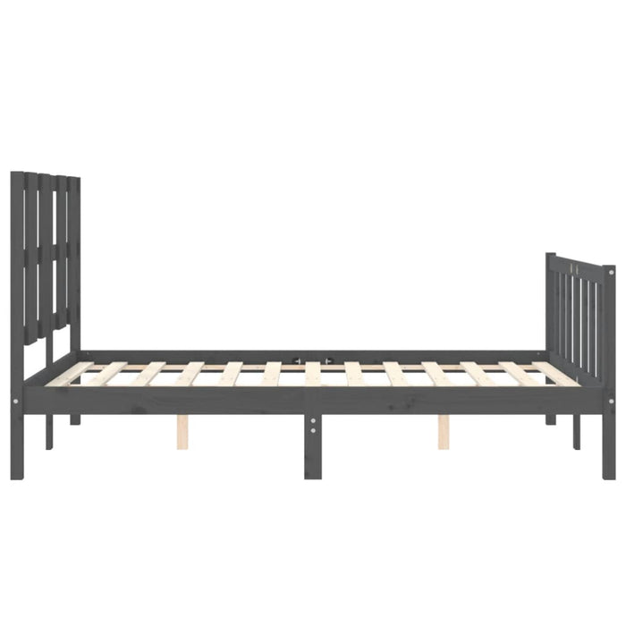 Massivholzbett mit Kopfteil Grau 140x190 cm