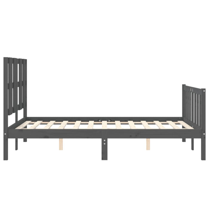 Massivholzbett mit Kopfteil Grau 120x200 cm