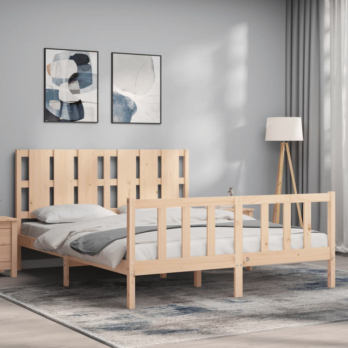 Massivholzbett mit Kopfteil 160x200 cm