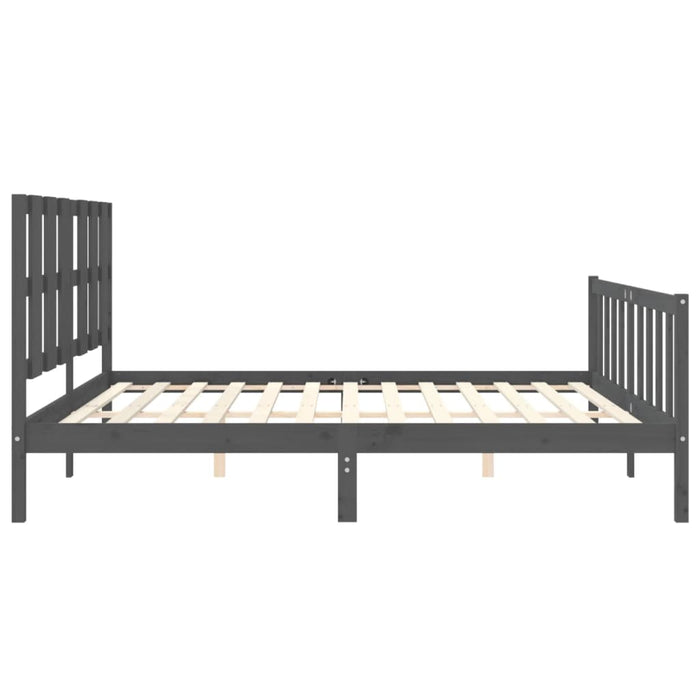 Massivholzbett mit Kopfteil Grau 180x200 cm