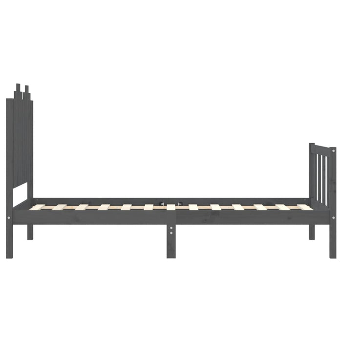 Massivholzbett mit Kopfteil Grau 90x190 cm