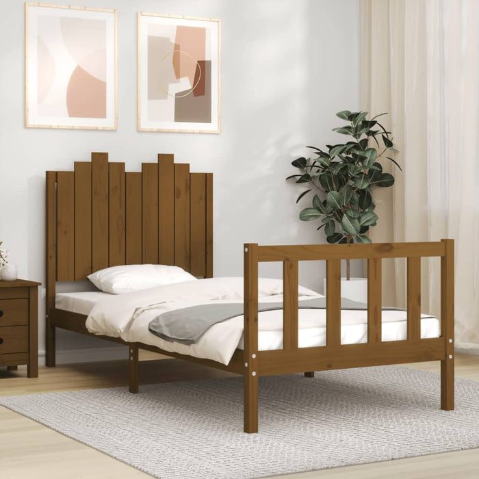 Massivholzbett mit Kopfteil Honigbraun 90x190 cm