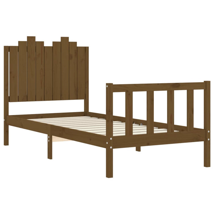Massivholzbett mit Kopfteil Honigbraun 90x190 cm