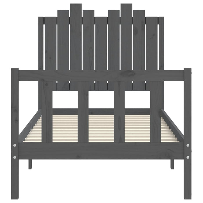 Massivholzbett mit Kopfteil Grau 90x200 cm