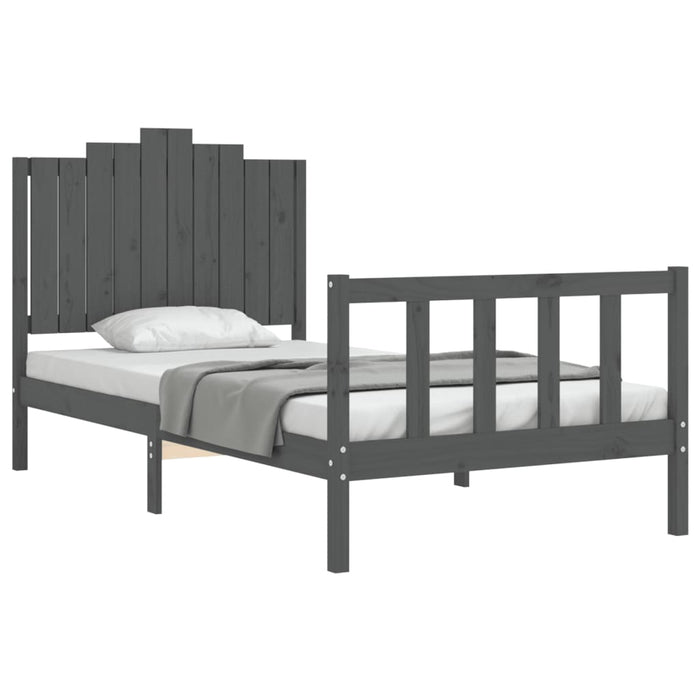 Massivholzbett mit Kopfteil Grau 100x200 cm