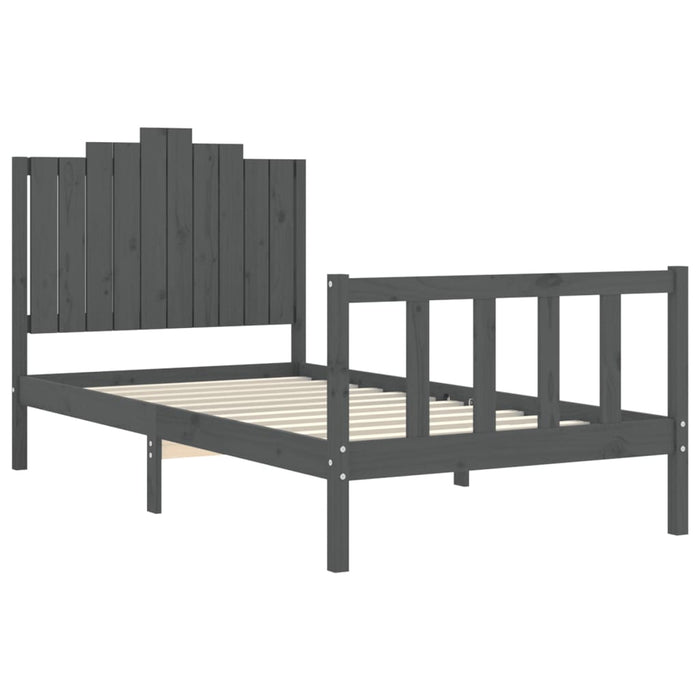 Massivholzbett mit Kopfteil Grau 100x200 cm
