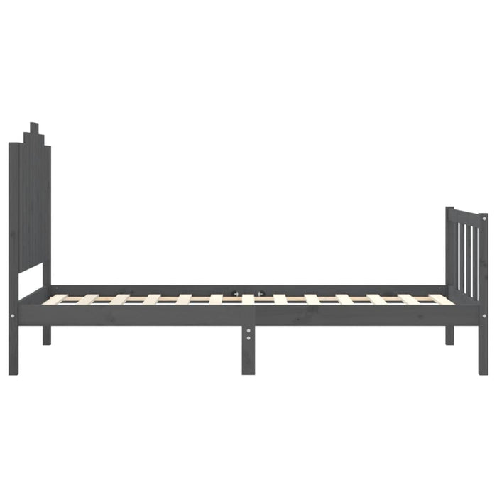 Massivholzbett mit Kopfteil Grau 100x200 cm