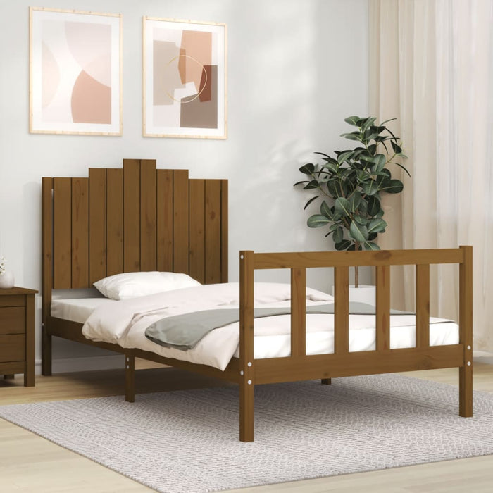 Massivholzbett mit Kopfteil Honigbraun 100x200 cm