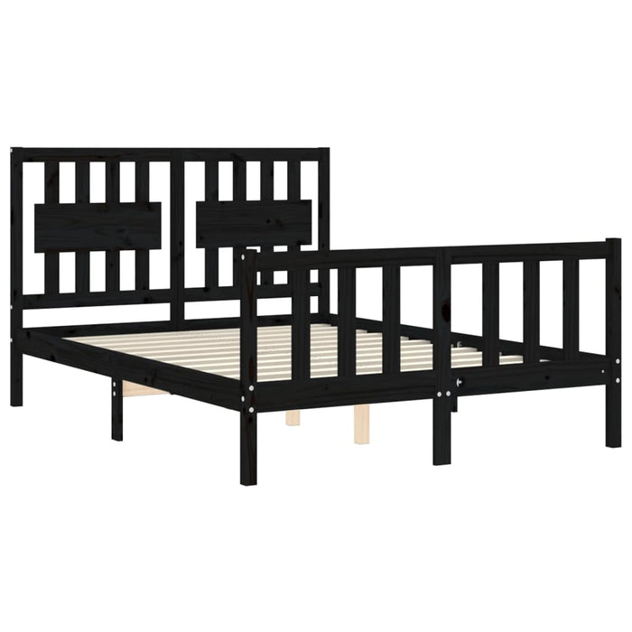 Massivholzbett mit Kopfteil Schwarz