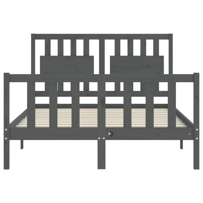 Massivholzbett mit Kopfteil Grau 140x190 cm