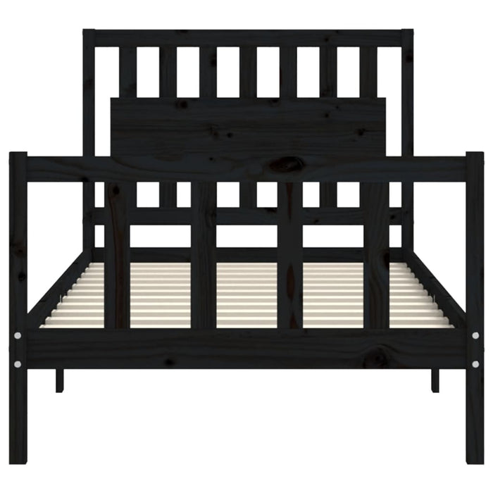 Massivholzbett mit Kopfteil Schwarz 100x200 cm