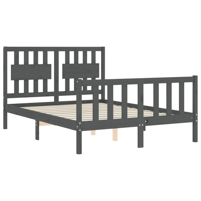 Massivholzbett mit Kopfteil Grau 120x200 cm