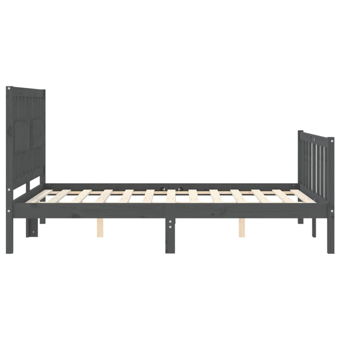 Massivholzbett mit Kopfteil Grau 120x200 cm