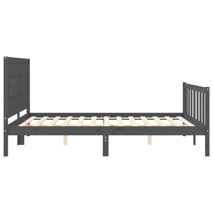 Massivholzbett mit Kopfteil Grau 160x200 cm