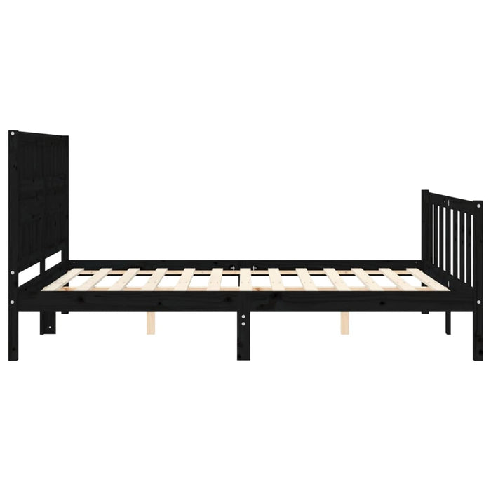 Massivholzbett mit Kopfteil Schwarz 160x200 cm