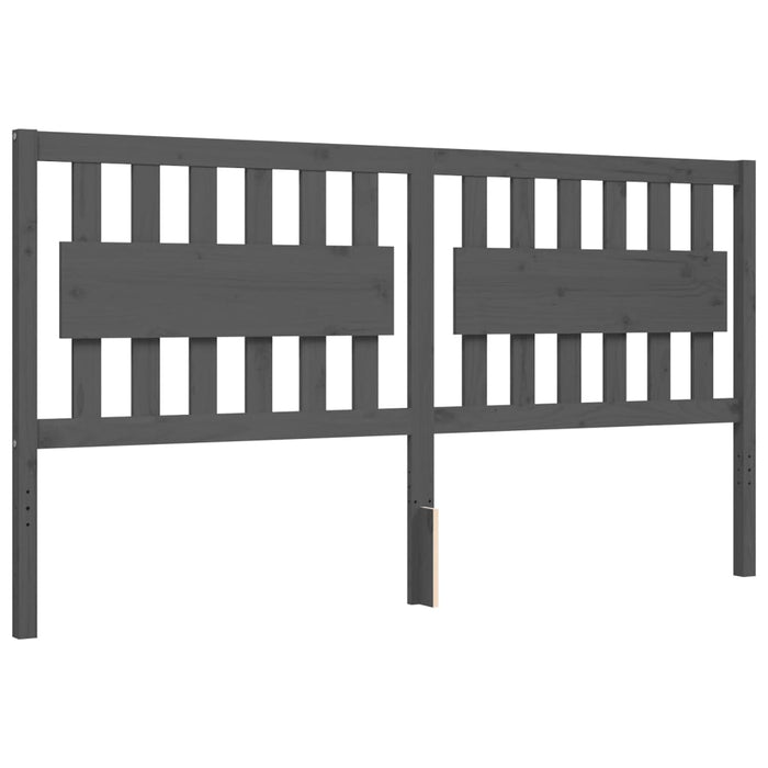 Massivholzbett mit Kopfteil Grau