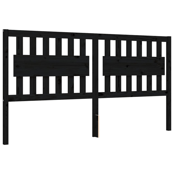 Massivholzbett mit Kopfteil Schwarz