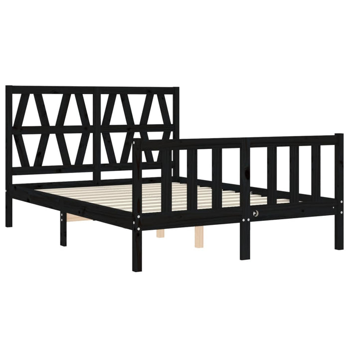 Massivholzbett mit Kopfteil Schwarz
