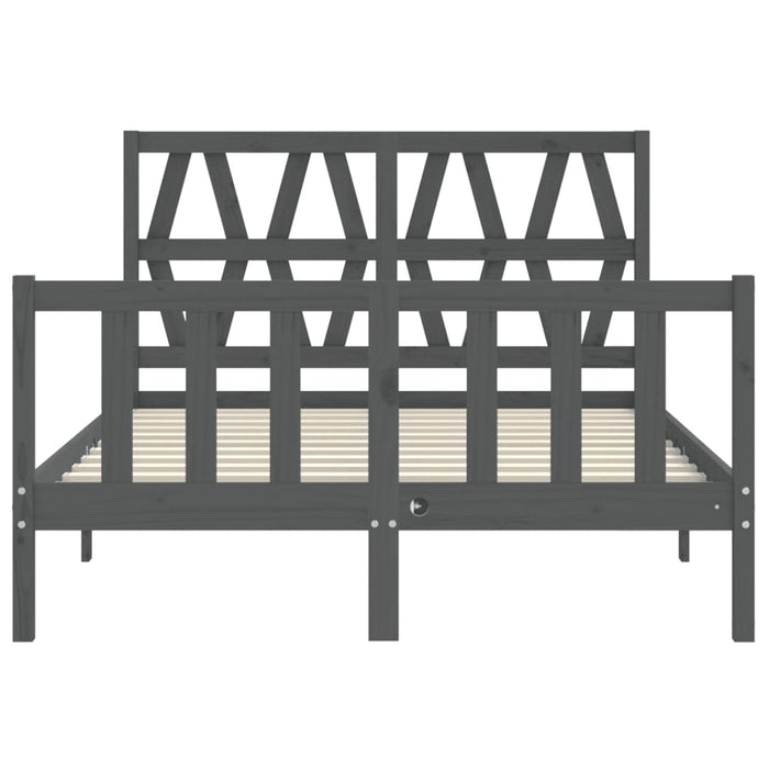 Massivholzbett mit Kopfteil Grau 140x190 cm