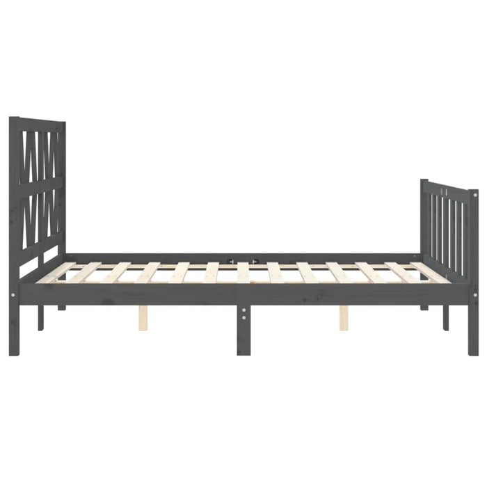 Massivholzbett mit Kopfteil Grau 140x190 cm