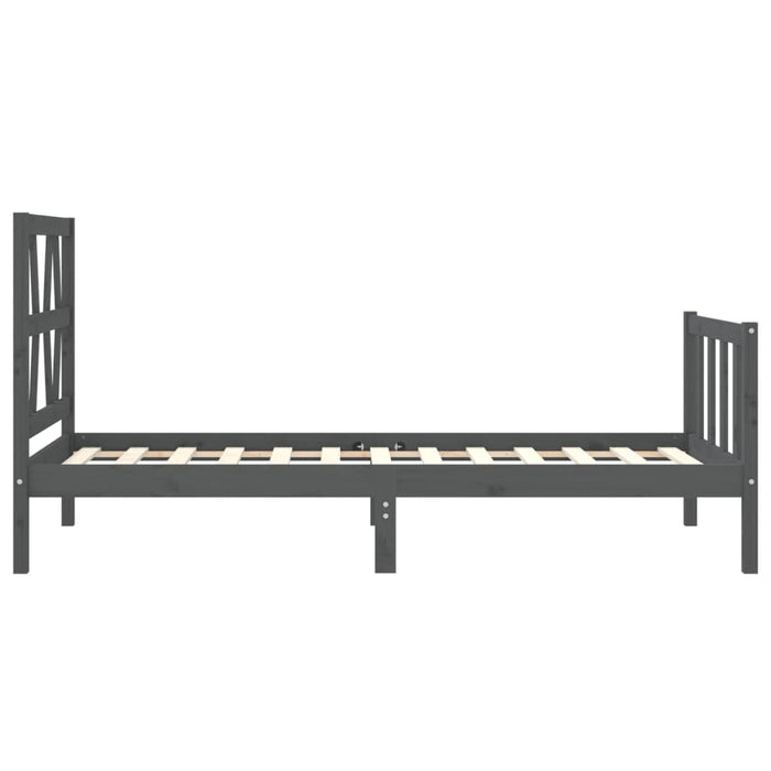 Massivholzbett mit Kopfteil Grau 90x200 cm