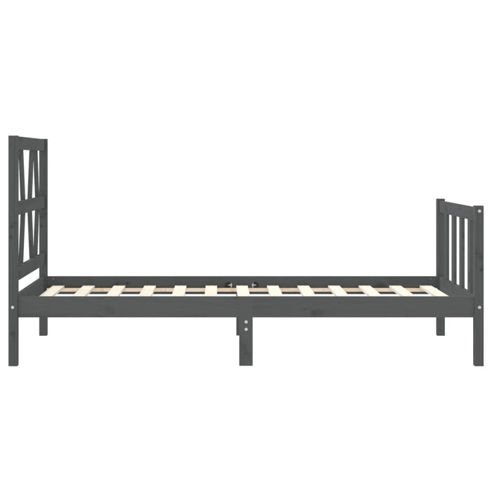 Massivholzbett mit Kopfteil Grau 100x200 cm