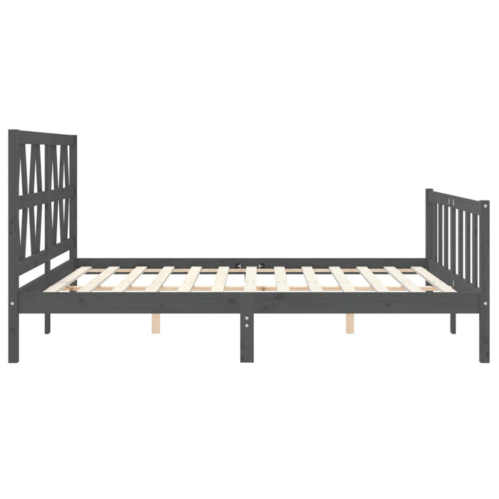 Massivholzbett mit Kopfteil Grau 160x200 cm
