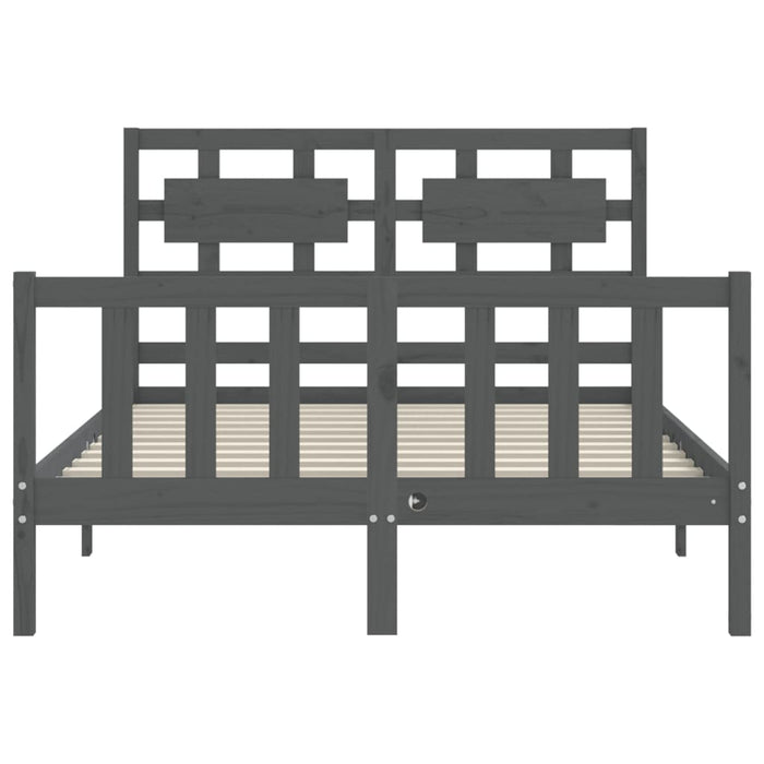 Massivholzbett mit Kopfteil Grau 140x190 cm