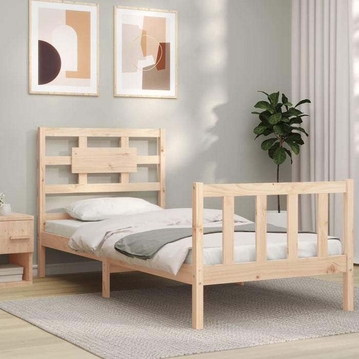 Massivholzbett mit Kopfteil 90x200 cm