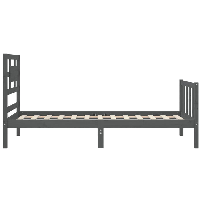Massivholzbett mit Kopfteil Grau 90x200 cm