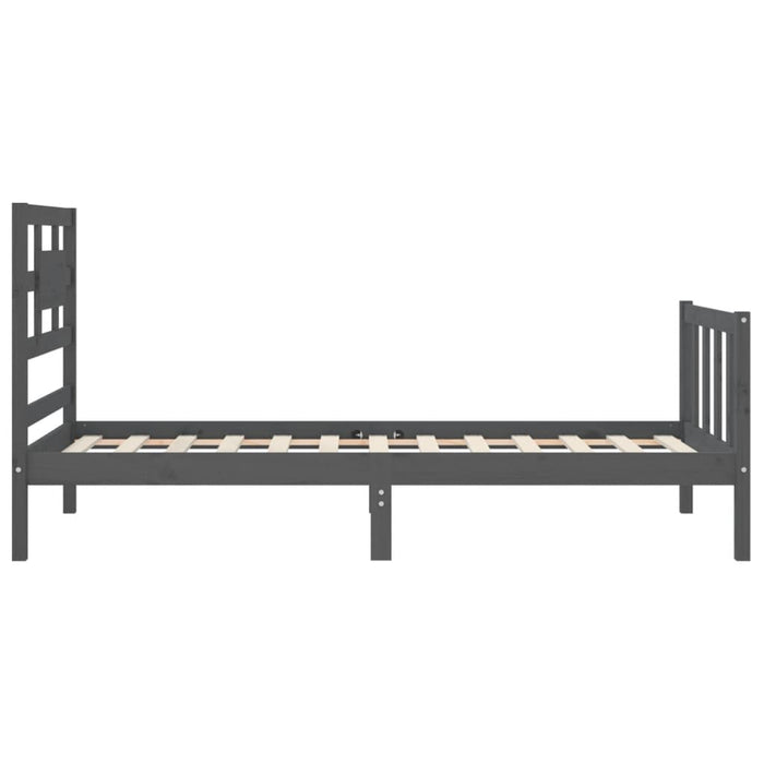 Massivholzbett mit Kopfteil Grau 100x200 cm