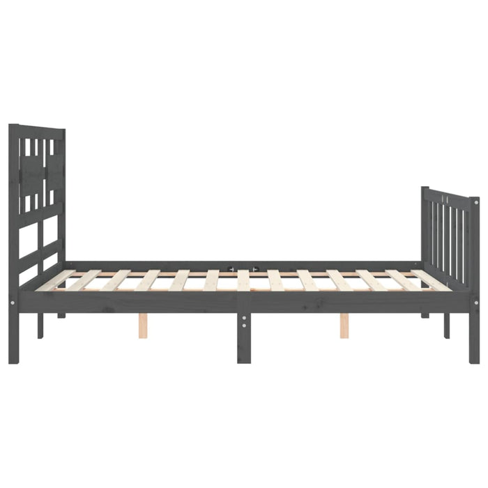 Massivholzbett mit Kopfteil Grau 120x200 cm