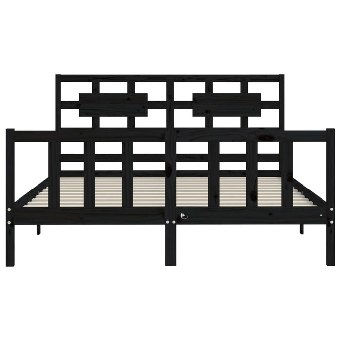 Massivholzbett mit Kopfteil Schwarz 160x200 cm