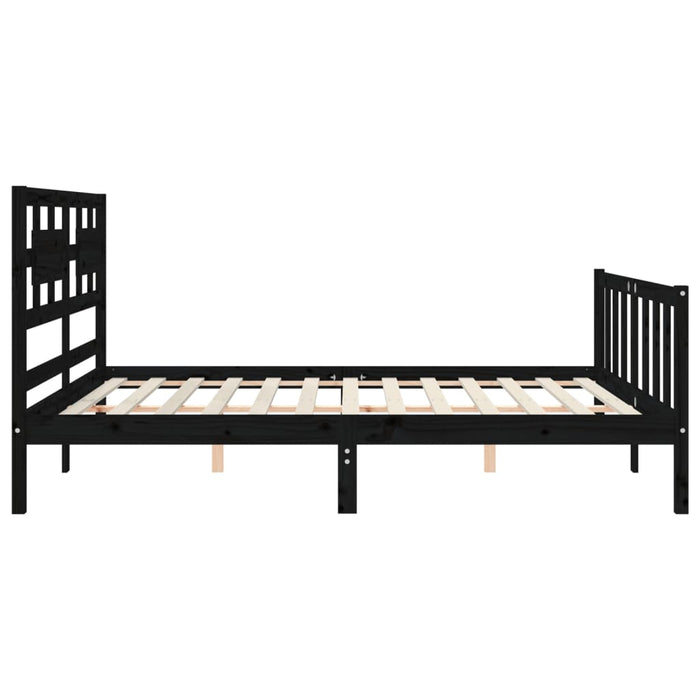 Massivholzbett mit Kopfteil Schwarz 160x200 cm